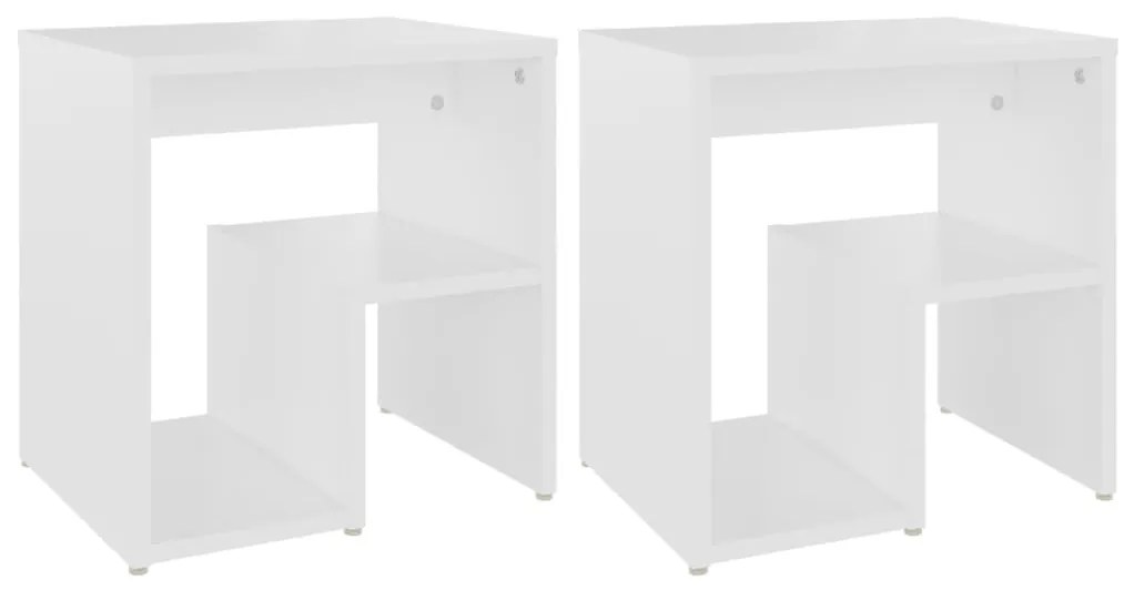 806329 vidaXL Нощни шкафчета, 2 бр, бели, 40x30x40 см, инженерно дърво