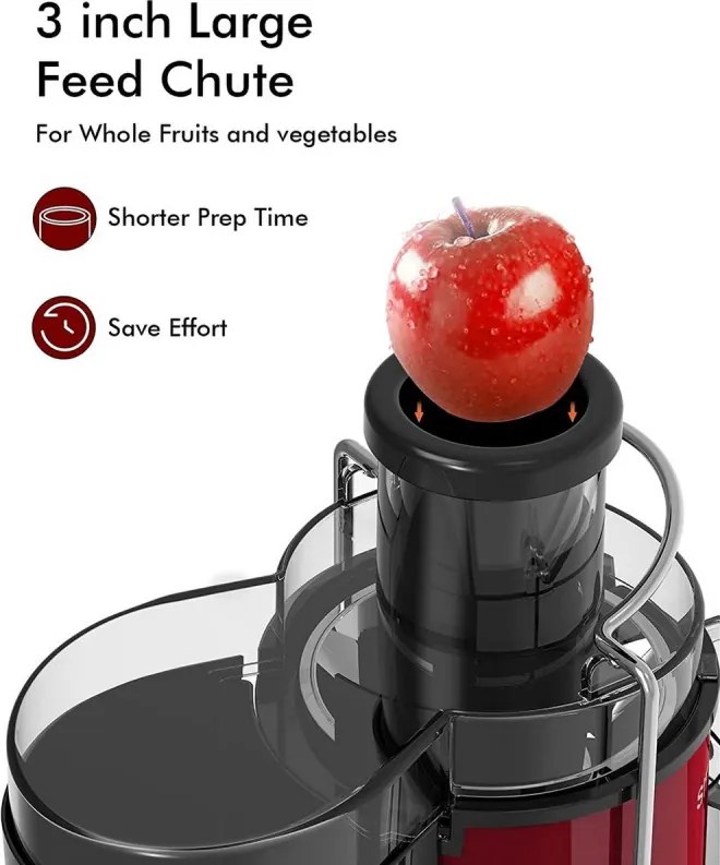 Разопакован: Сокоизстисквачка Royalty Line PJ-19001, 700W, 2 скорости+Pulse, 0.450 ml, Система против капене, Червен