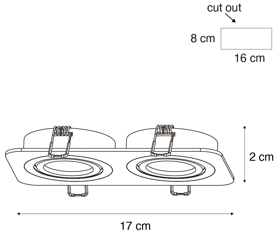 Комплект от 6 заоблени вградени спота Gunmetal GU10 50mm регулируеми IP44 2-светлини - Alberto