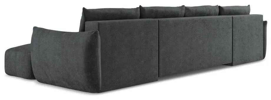 Тъмносив шенилов сгъваем ъглов диван (U форма) Leila – Makamii