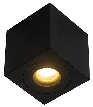 Модерен квадратен прожектор за баня черен - Capa