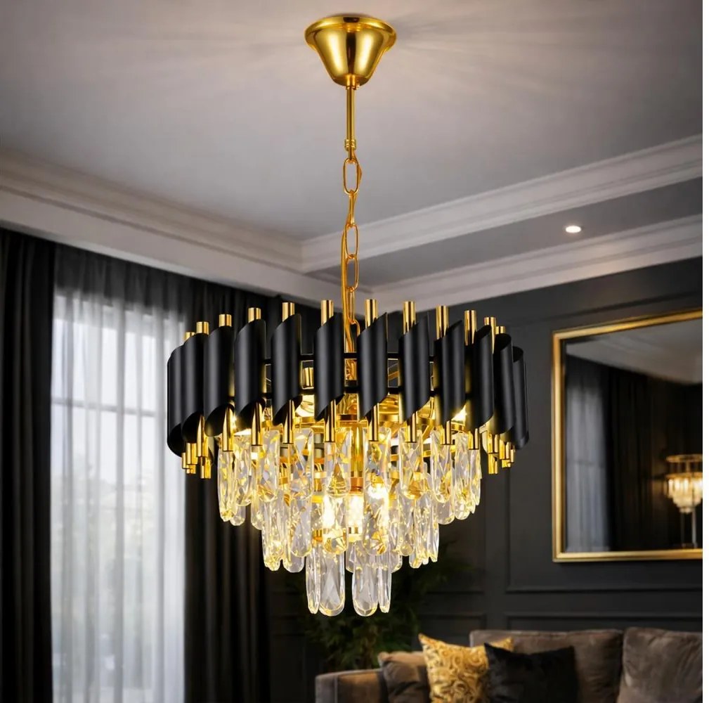 Brilagi - Полилей на верига ECLIPSE 5xE14/10W/230V диаметър 38 cm черен/златист