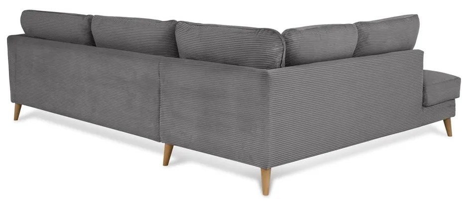 Тъмносив ъглов диван от рипсено кадифе (ляв ъгъл) Paris – Scandic