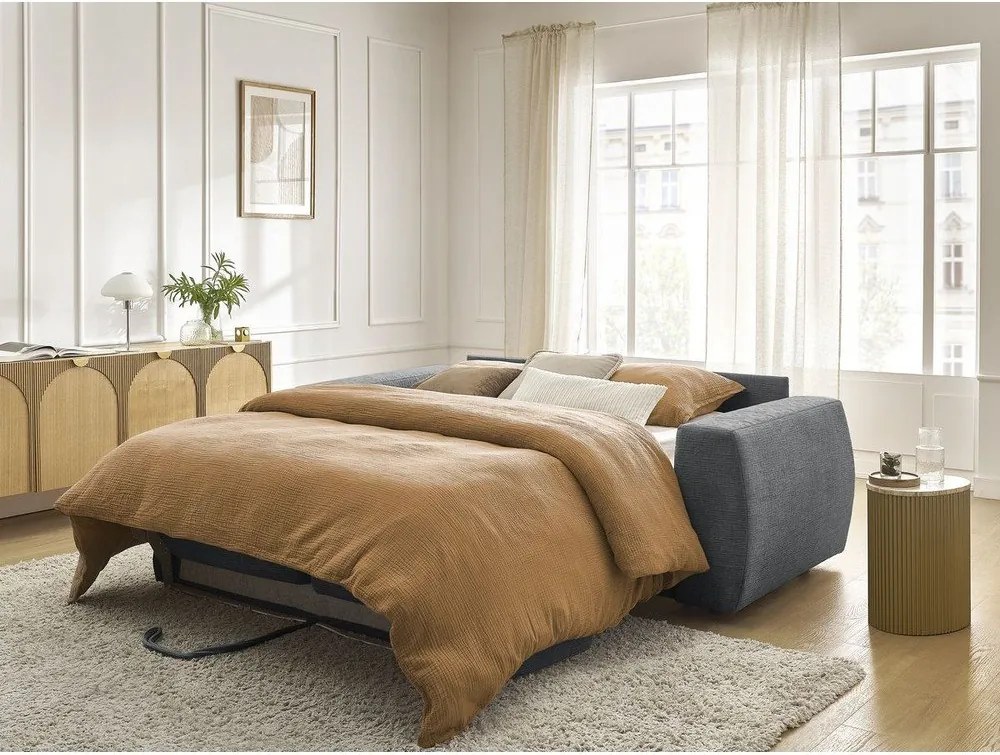 Тъмносив шенилов диван за ежедневно спане/сгъваем 240 cm Hugo – Bobochic Paris