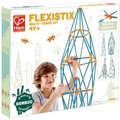 Бамбуков конструктор, Hape Flexistix, Комплект кули, 132 части