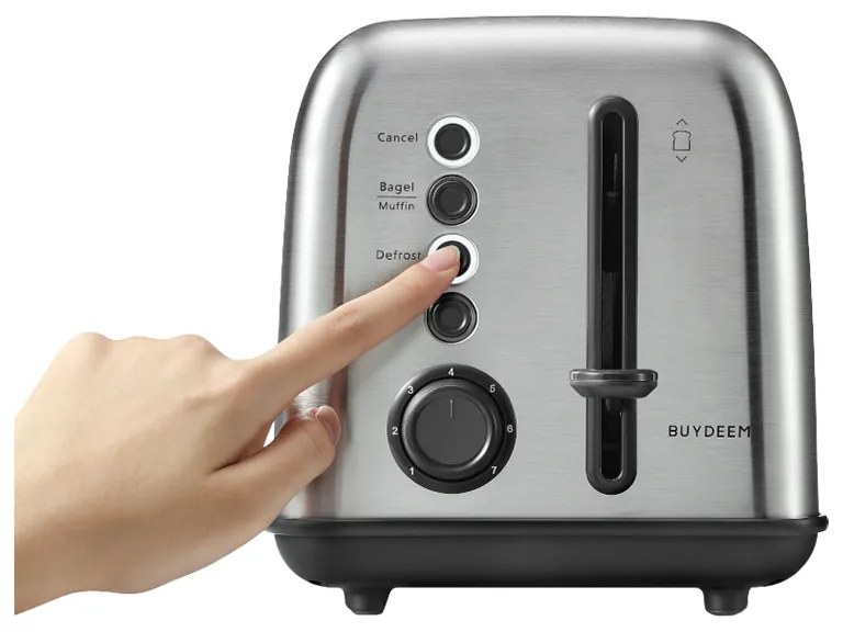 Тостер за хляб Buydeem DT620E-SS/EU, 900W, До 204C°, 7 програми, Широки отвори, Високо изскачане, Инокс