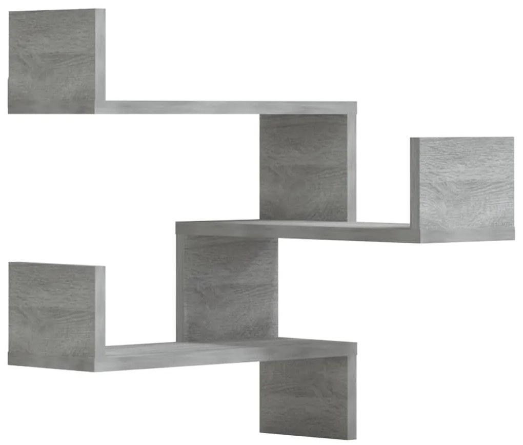 815207 vidaXL Стенен ъглов рафт 2 бр сив сонома 40x40x50 см инженерно дърво
