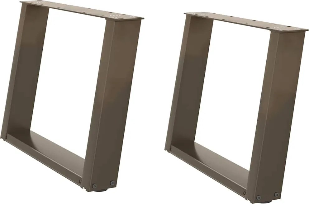 4012771 vidaXL Крака за масичка за кафе, U-образни, 2 бр., естествена стомана, 60 x (42-43) см, стомана