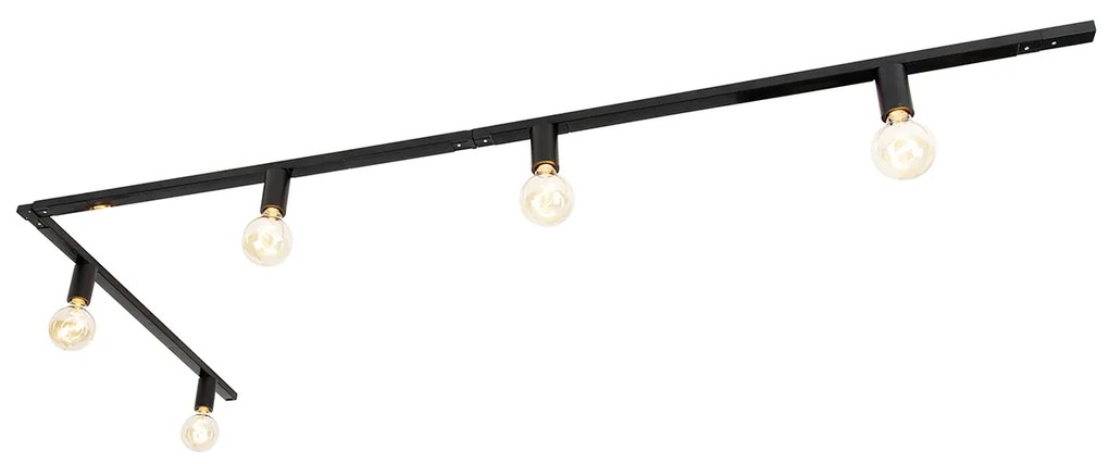 Модерна 1-фазна релсова система 5-светлина с E27 патронник черен - Jeana