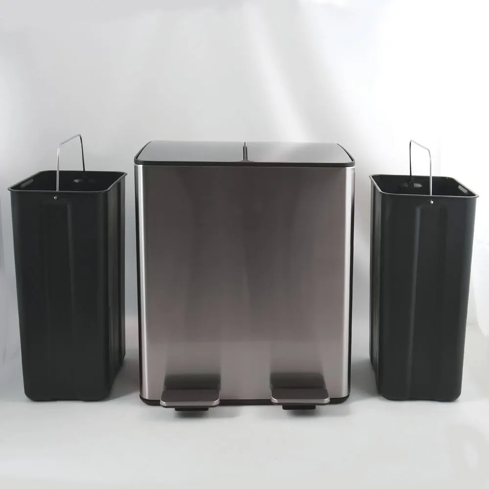Стоманено кошче за боклук 2x20 l за рециклиране с педал в матово сребрист цвят Aliya – Spirella