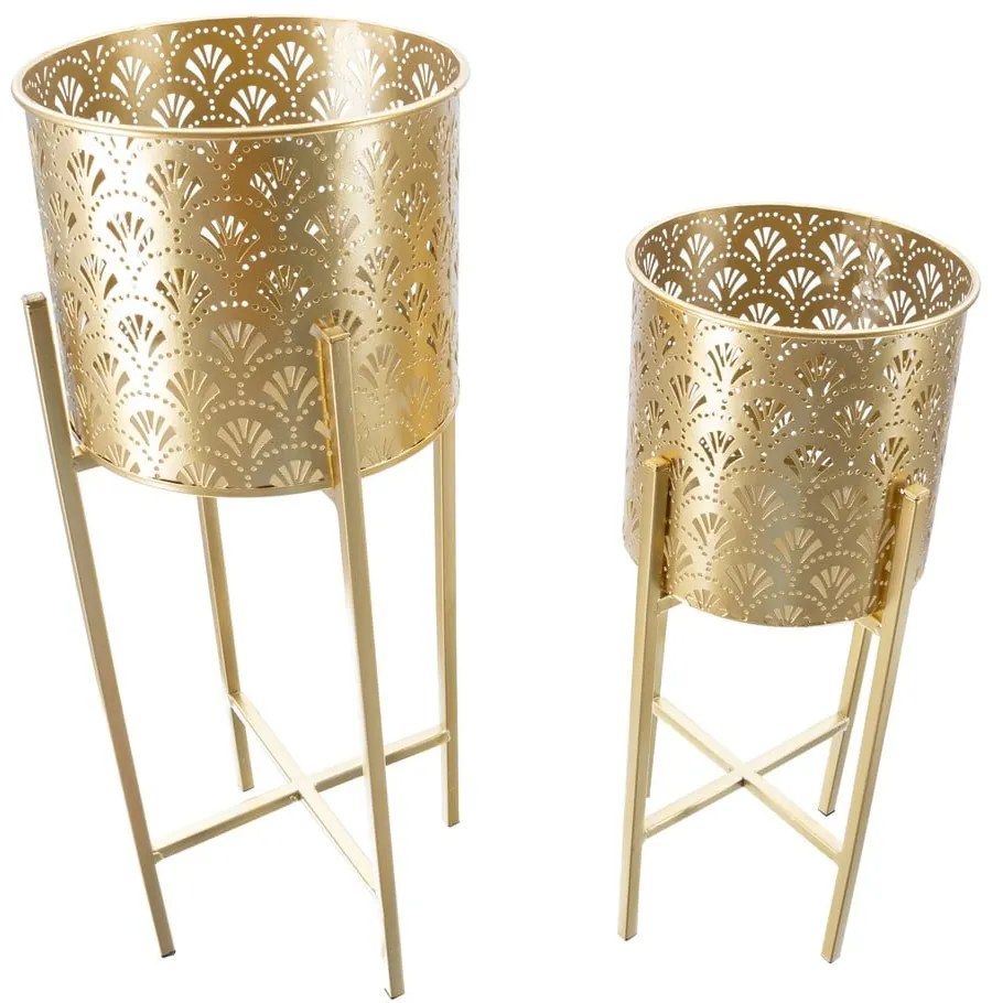 Комплект от 2 стойки за саксии в златисто, височина 52 cm Golvy - Mauro Ferretti