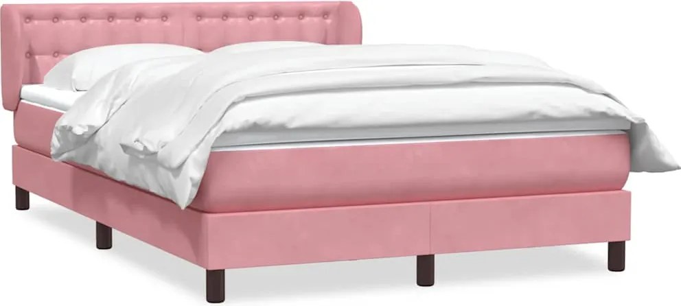 3317870 vidaXL Боксспринг легло с матрак, розово, 160x210 см, кадифе