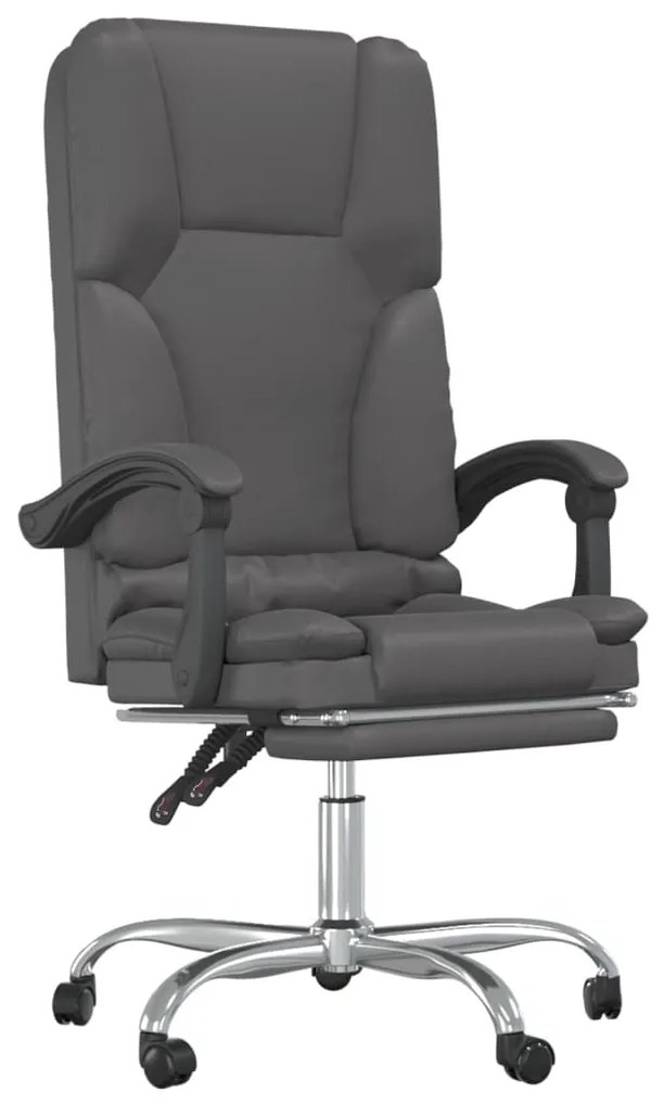 349679 vidaXL Масажен наклоняем офис стол, сив, изкуствена кожа