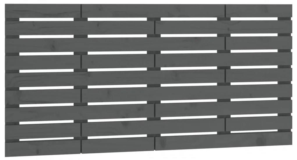 824730 vidaXL Стенна табла за спалня, сива, 126x3x63 см, борово дърво масив