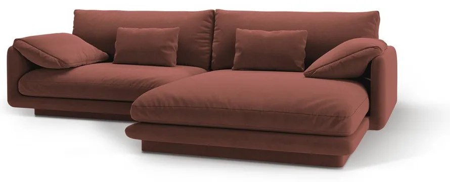 Розов кадифен ъглов диван (десен ъгъл) Torino – Micadoni