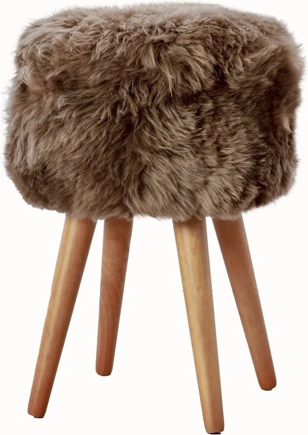 Табуретка с тъмнокафява седалка от овча кожа , ⌀ 30 cm - Native Natural
