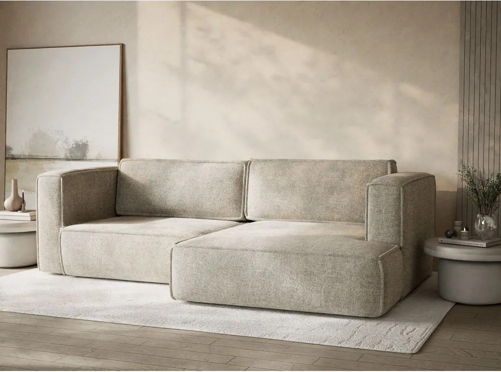 Бежов шенилов сгъваем/с място за съхранение ъглов диван (десен ъгъл) Velto – Maison de Rêve