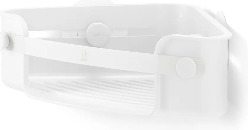 Бял ъглов рафт за баня без пробиване от рециклирана пластмаса Flex – Umbra