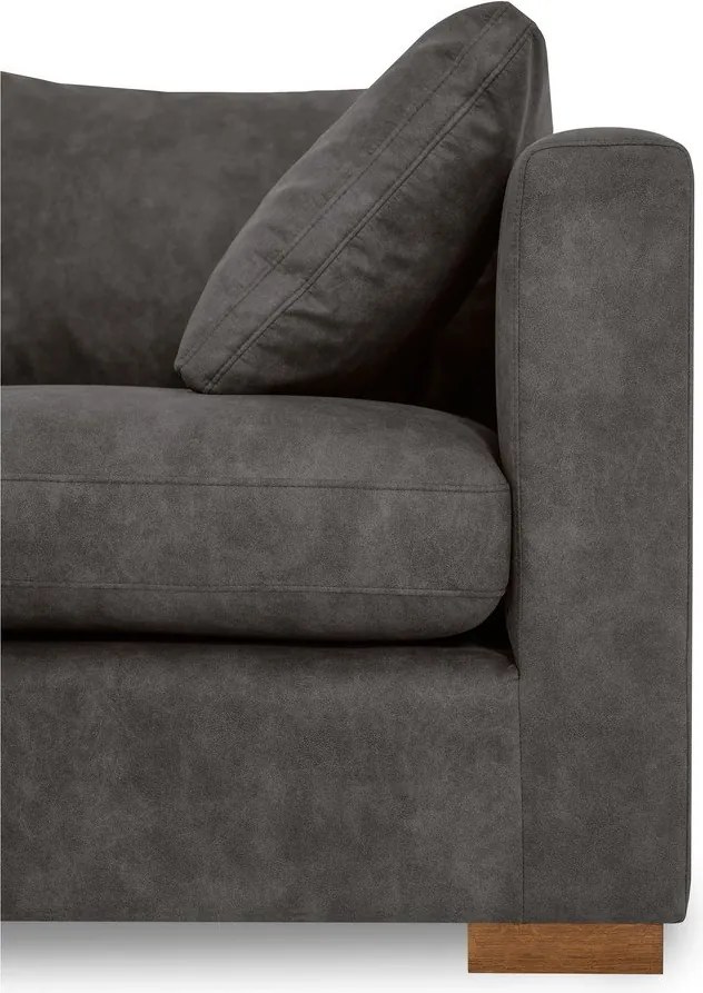 Антрацитен ъглов диван от изкуствена кожа (ляв ъгъл) Hamburg – Scandic