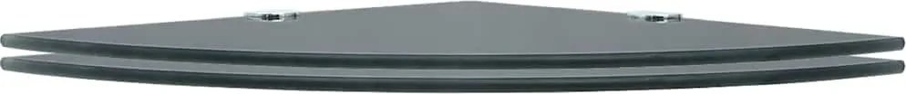 3051595 vidaXL Ъглови рафтове, 2 бр, черно стъкло с държачи хром, 25x25 см