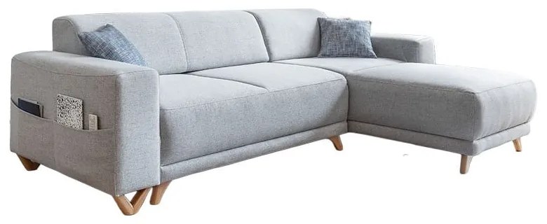 Светлосив разтегателен/с място за съхранение ъглов диван Classy Sophie – Miuform