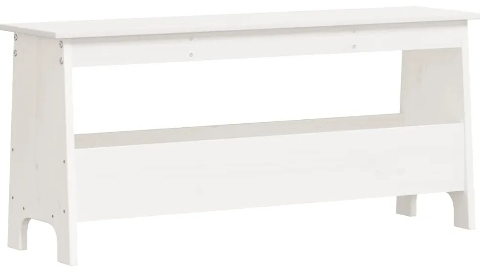 837383 vidaXL Пейка за антре, бяла, 100x28x45 см, масивна дървесина, бор