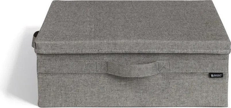 Сива текстилна кутия за съхранение с капак 46x56x16 cm Soft Storage Low – Bigso