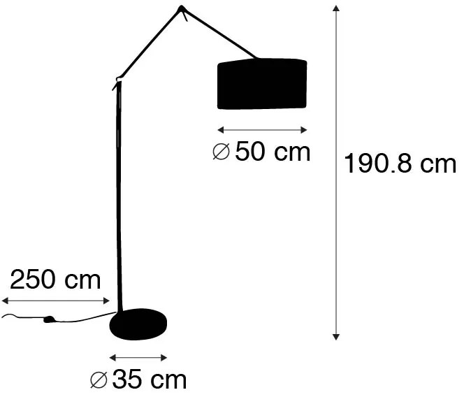Модерна подова лампа златен кадифен абажур черен 50 см - Editor