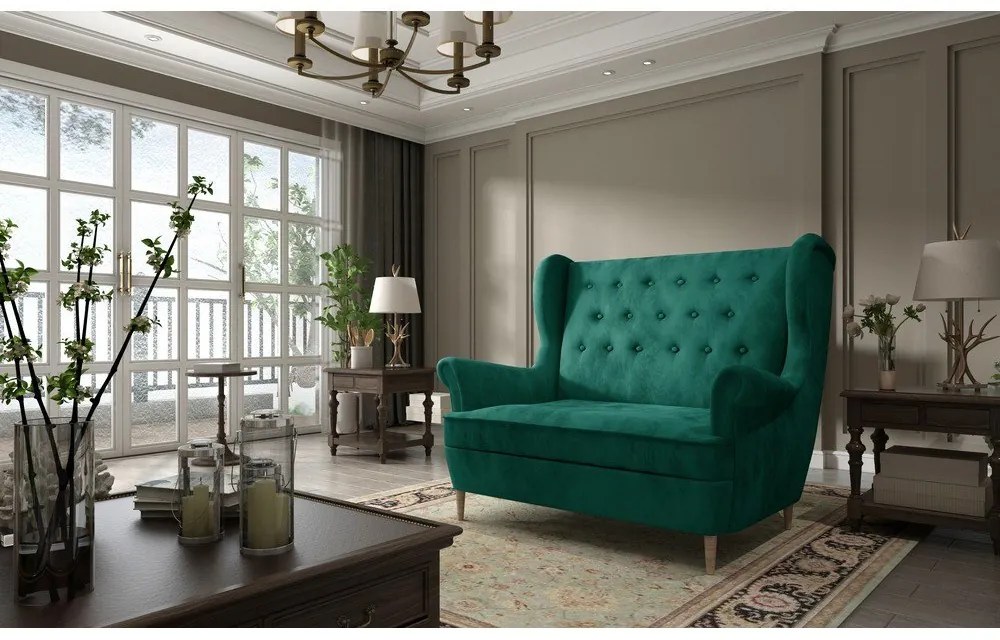 Тъмнозелен кадифен диван 150 cm Aros – ELTAP