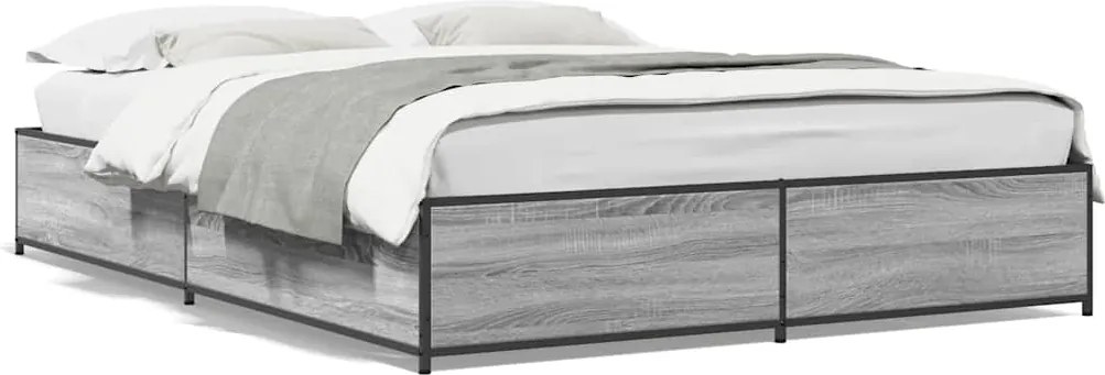 3279840 vidaXL Нощно шкафче, сив сонома, 150x200 см, инженерно дърво и метал