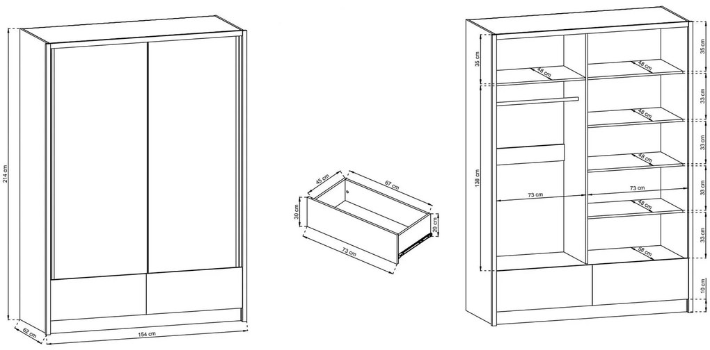 Плъзгащ Гардероб Ariadne-Black-154x62x214