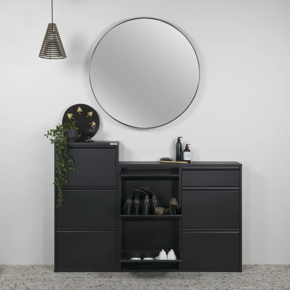 Черна метална накланяща се стойка за обувки 98x86x15 cm Billy – Spinder Design