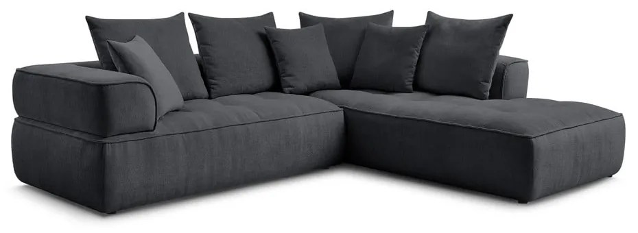 Тъмносив шенилов ъглов диван (десен ъгъл/L форма) Whesley – Bobochic Paris