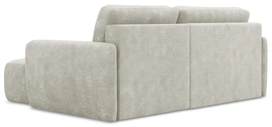 Кремав шенилов разтегателен ъглов диван с място за съхранение (десен ъгъл) Lilo – Makamii