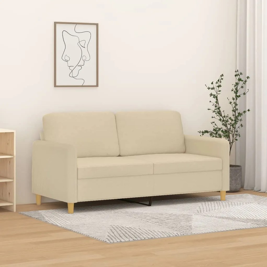 359480 vidaXL 2-местен диван, кремав, 140 см, текстил