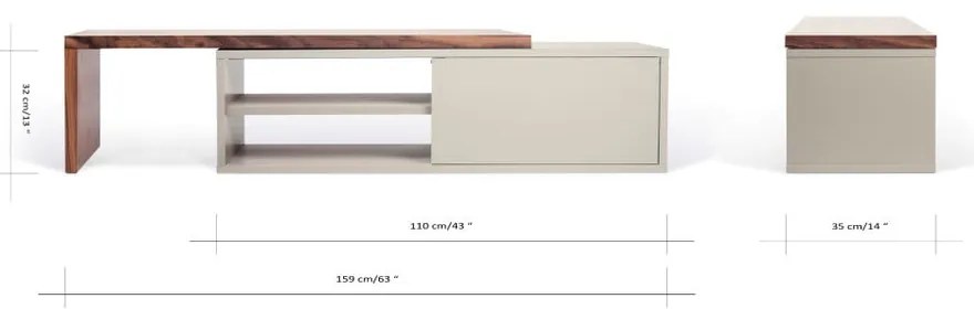 Сива променлива маса за телевизор с орехов фурнир Move - TemaHome