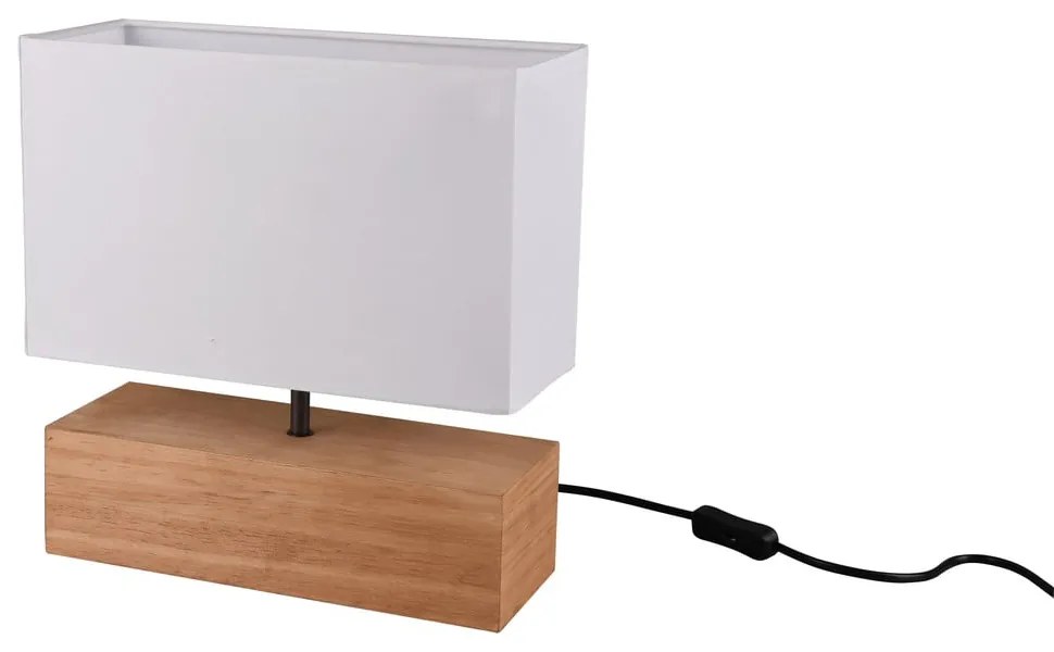 Бяла и естествена настолна лампа с текстилен абажур (височина 30 cm) Woody – Trio