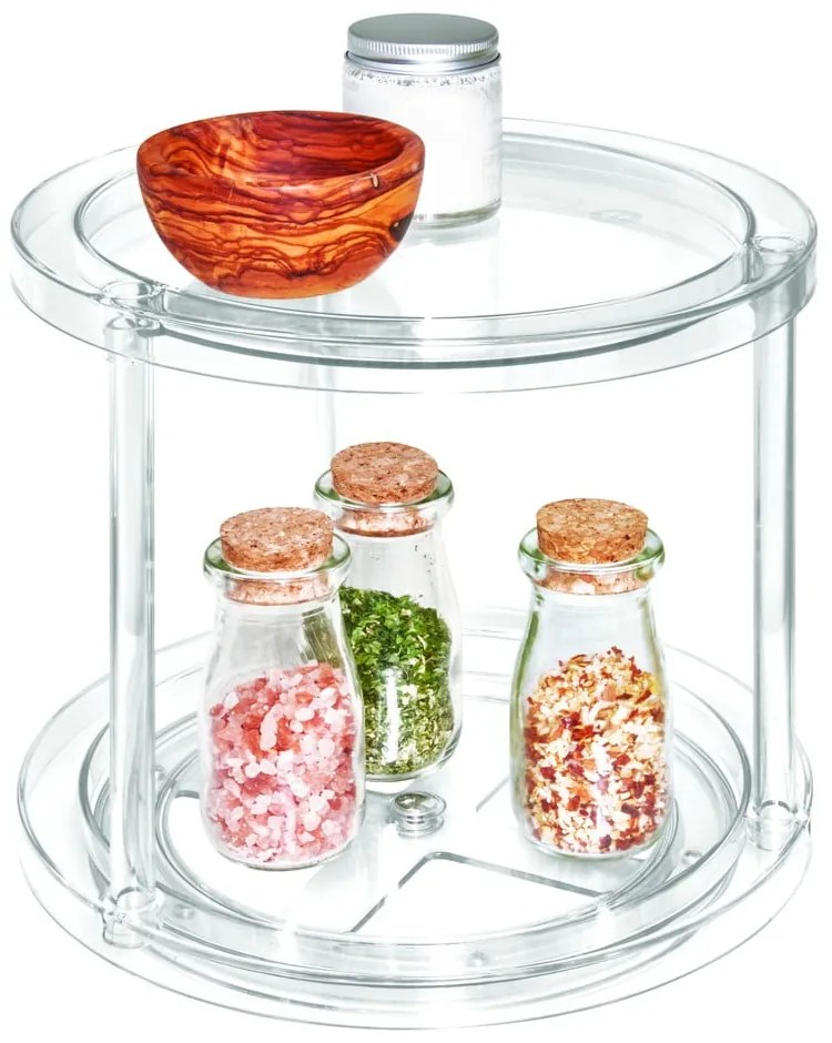 IDesign The Home Edit кръгла въртяща се двуетажна поставка за контейнери, ⌀ 24,1 cm - iDesign/The Home Edit