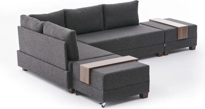 Антрацитен ъглов разтегателен диван (ляв ъгъл) Fly – Balcab Home