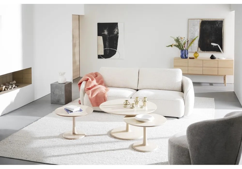 Кръгла масичка за кафе от декор от дъб в естествен цвят 60x60 cm Hobart – Rowico