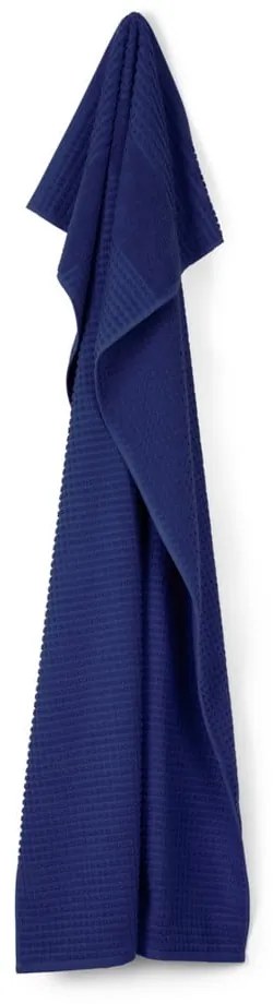 Тъмносиня хавлиена кърпа от органичен памук от тери 70x140 cm Check – JUNA