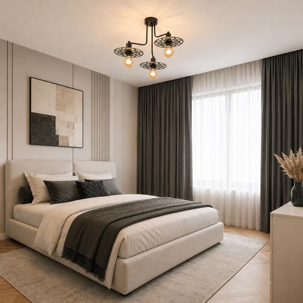 Плафон АРА Флора, черен, 3xE27