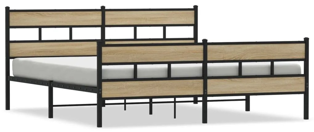 3308472 vidaXL Метална рамка за легло, без матрак, сонома дъб, 180x200 см