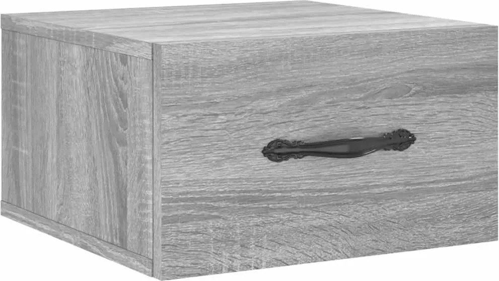 829816 vidaXL Нощно шкафче за стенен монтаж, сив сонома, 35x35x20 см