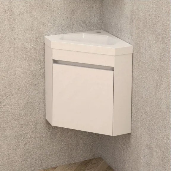 Конзолен ъглов PVC шкаф ICP 3939 с умивалник, 50x39.7x39.7см