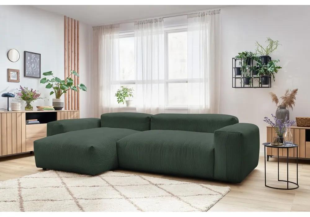Тъмнозелен ъглов диван от велур (ляв ъгъл) Lafayette - Bobochic Paris