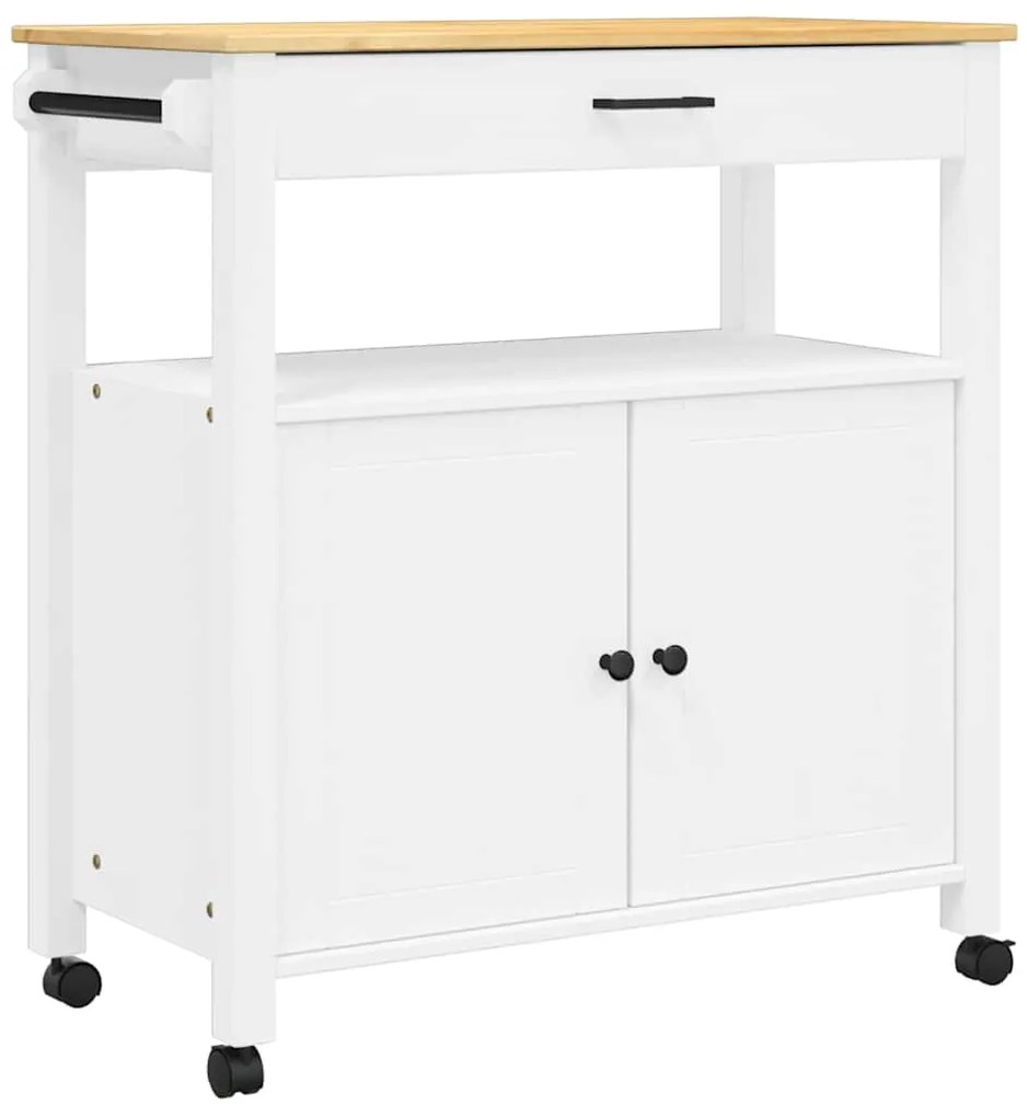 376108 vidaXL Кухненска количка "MONZA" 84x40x88,5 см борово дърво масив