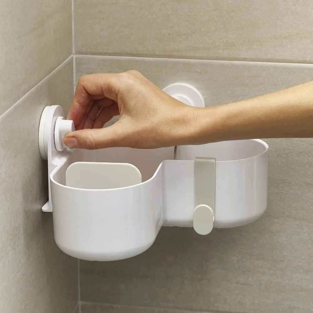 Бял пластмасов рафт за баня без пробиване/ъглов Duo – Joseph Joseph