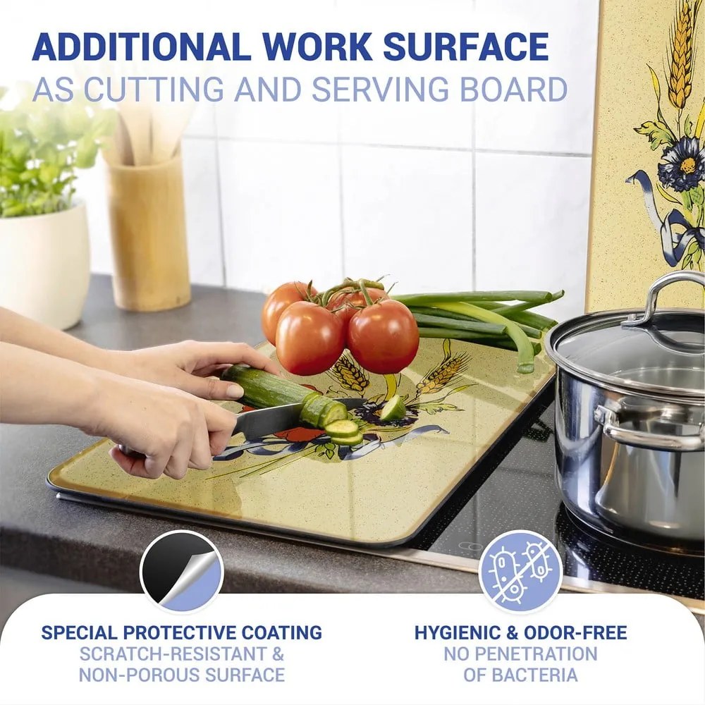 Капаци за печка в комплект от 2 броя от закалено стъкло 52x30 cm Corn-Flowers - Maximex