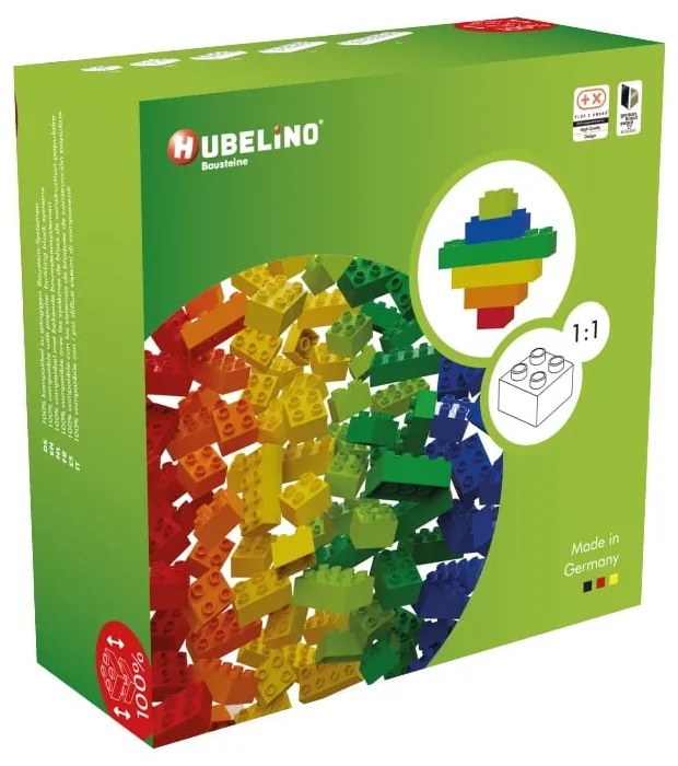 Комплект строителни блокчета за писта с топчета Rainbow, 120 бр. - Hubelino